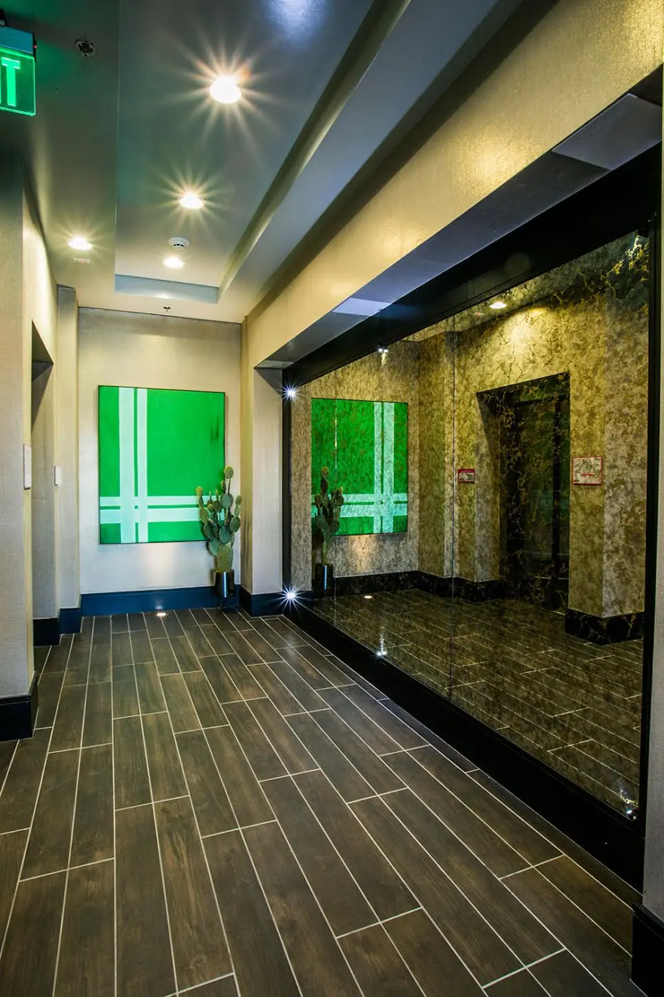 Commercial glass and mirror wall installation in a Las Vegas lobby